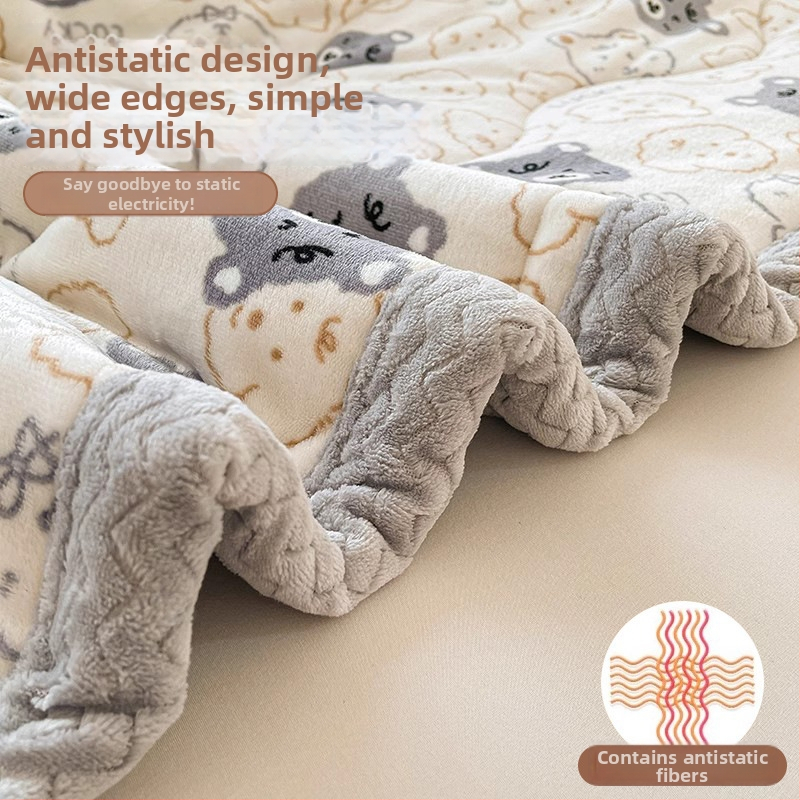 Deka od koralnog pliša za krevet, poliester, zimska debljina, moderan minimalistički stil