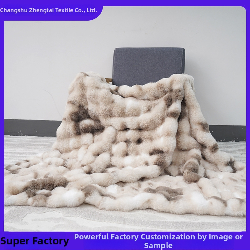 Двуслойно удебелено одеяло с принт на заешка козина, полиестер, 1,0–1,5 кг, геометричен модел, персонализируемо, за всички сезони