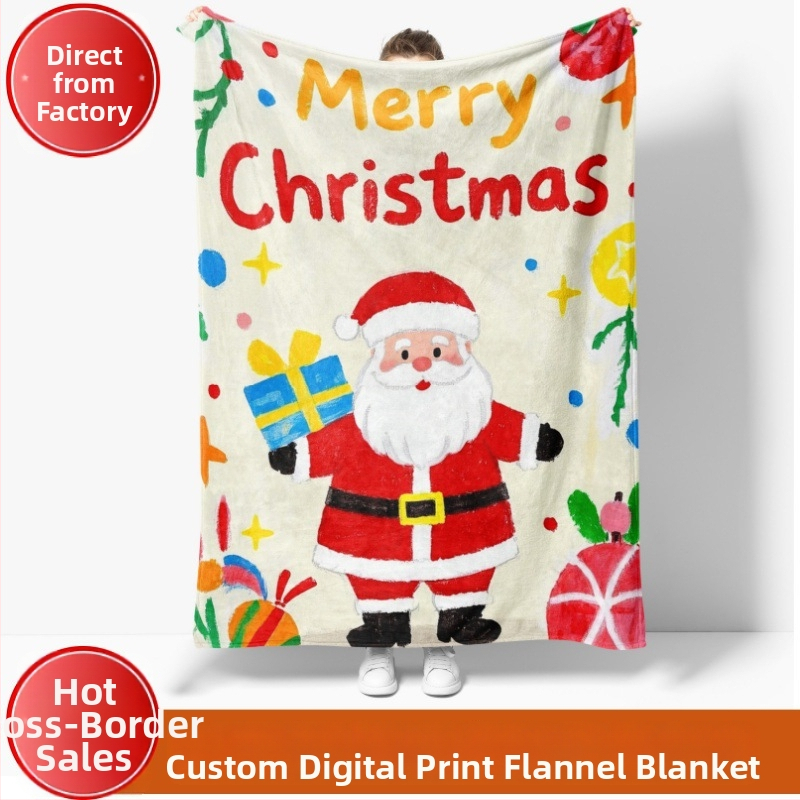 Personalizovaný flanelový pléd, polyester, 280–300 g/m², vlastný portét tlač, vhodný pre všetky ročné obdobia