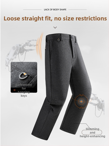 Muške poslovne hlače od vunene smjese – visoki struk, ravni kroj, zatvarač, debela tkanina, visoka elastičnost