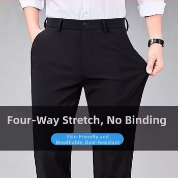 Muške hlače ravnog kroja, poslovni formalni stil, poliester smjesa, proljeće 2025