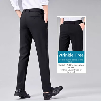 Muške hlače ravnog kroja, poslovni formalni stil, poliester smjesa, proljeće 2025