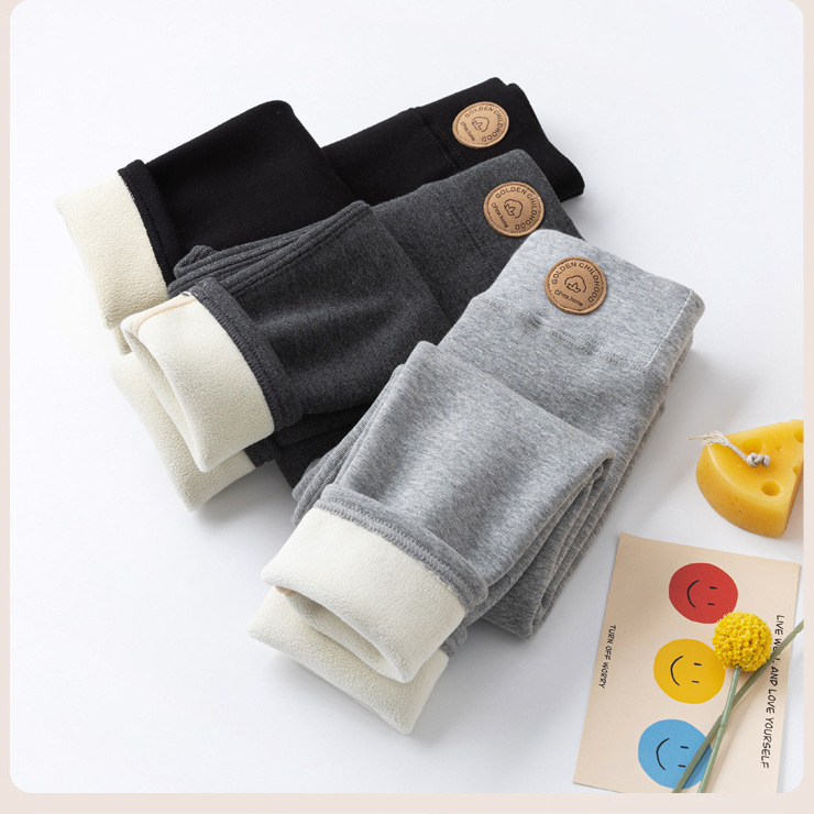 Dječje legice za djevojčice s flis podstavom za zimu, visokim strukom, debeli, od pamuka