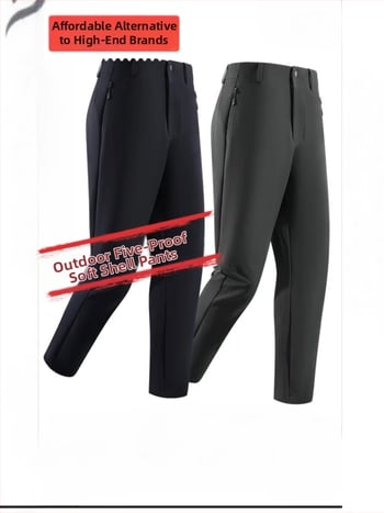 Muške poslovno-ležerne hlače ravnog kroja, srednji pojas s remenom, zip zatvarač, tkanina najlon/spandeks, više džepova