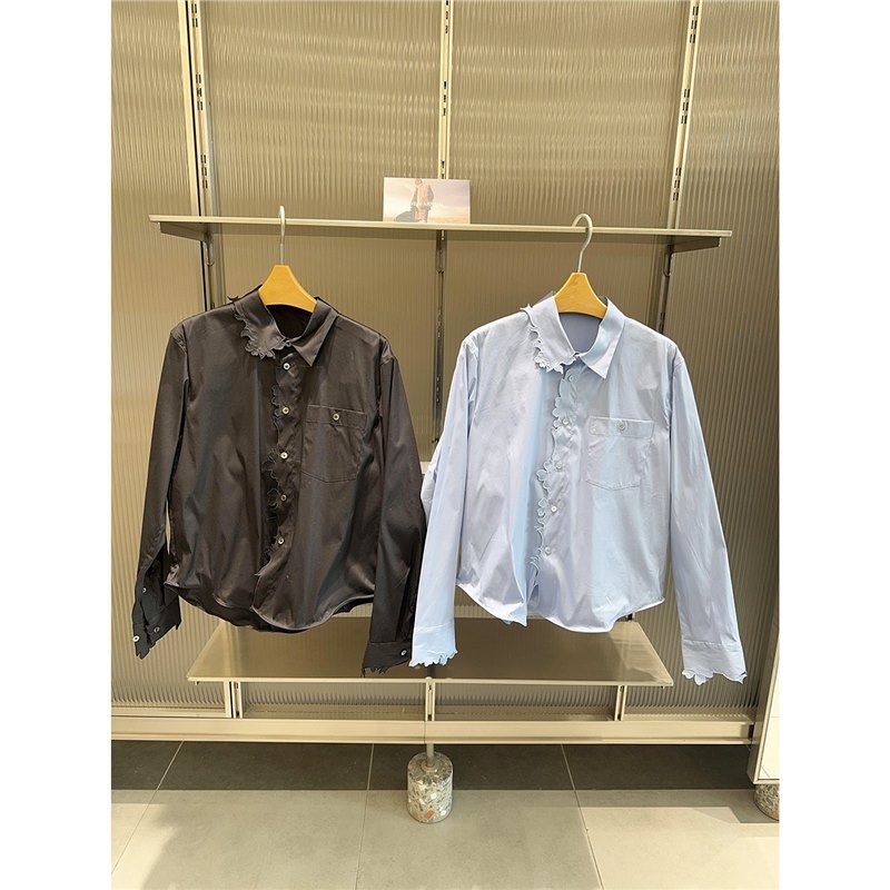 Košulja s dugim rukavima, polo ovratnik, Gambiered Guangdong svila, ekološki uzorak, elegantan gradski stil