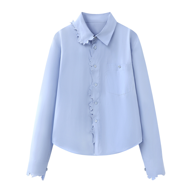 Košulja s dugim rukavima, polo ovratnik, Gambiered Guangdong svila, ekološki uzorak, elegantan gradski stil