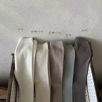 Unisex dječje ribane tajice s elastičnim pojasom, 95% pamuk, korejski stil, proljeće jesen