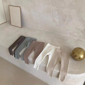 Unisex dječje ribane tajice s elastičnim pojasom, 95% pamuk, korejski stil, proljeće jesen