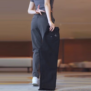 Muške hlače za poslovni casual, slim fit s ravnim krojem, srednji struk, kopča vezicom, bez glačanja, 95% poliester, više džepova