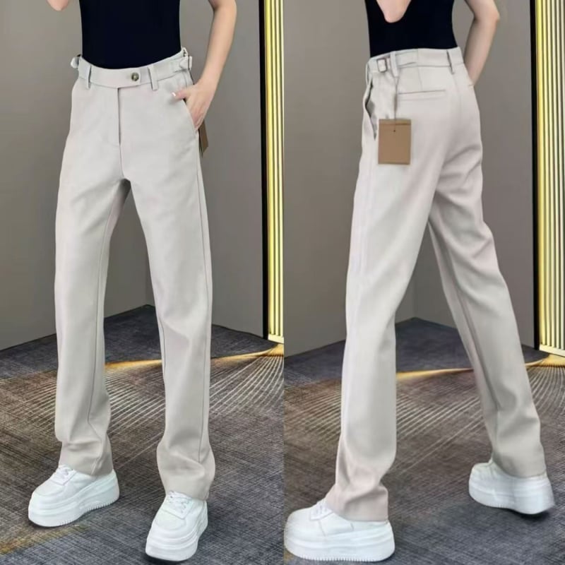 Muške casual hlače u korejskom stilu, ravni kroj, visok pas, vezanje čvorom, pamuk-elastanska smjesa