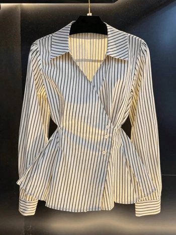 Ženska košulja od poliestera s 3D uzorkom, V izrez, dugi rukavi, prednje kopčanje s tri gumba