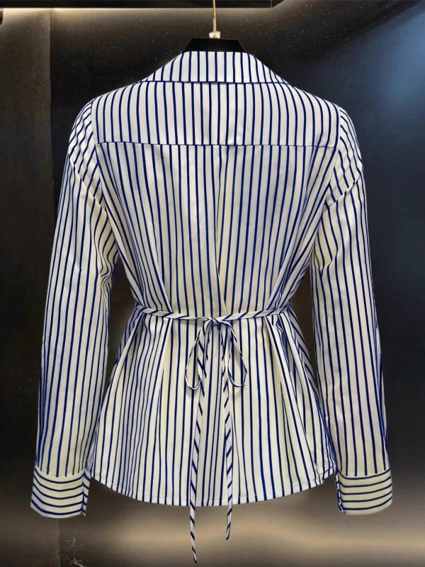 Ženska košulja od poliestera s 3D uzorkom, V izrez, dugi rukavi, prednje kopčanje s tri gumba