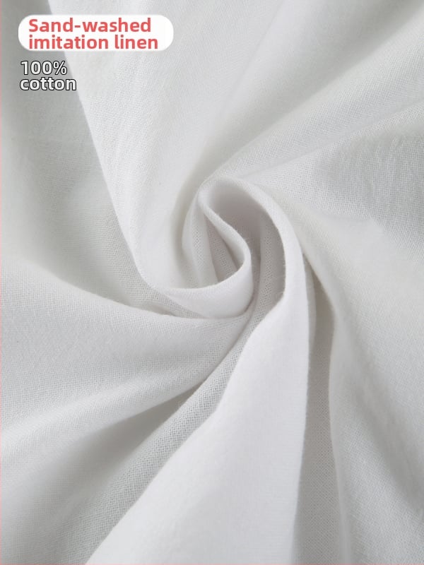 Ženska košulja: pamuk; imitacija ramije, sand-washed; stojeći ovratnik; rukav 3/4; kopčanje na jedan red gumba