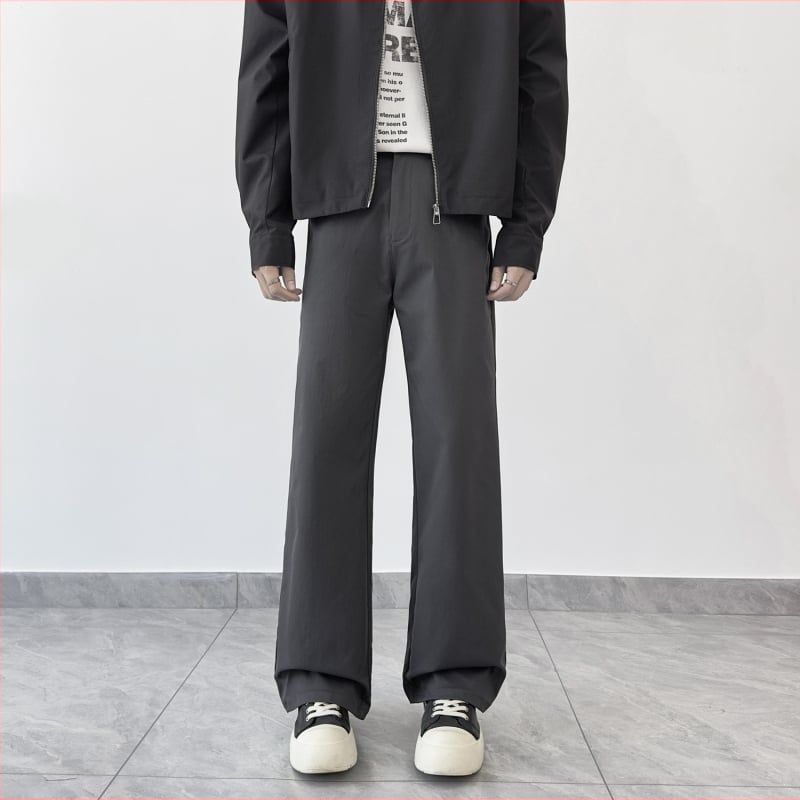 Hlače slim-fit, bez nabora, s detaljem bočnog gumba, poliester vlakno, jesen 2025, casual