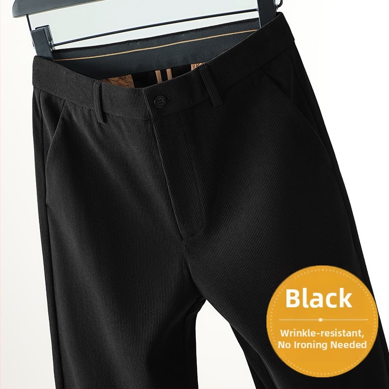 Muške hlače od corduroya ravnog kroja s visokim strukom, zatvarač, debeli materijal, jesen-zima 2025, poslovno ležerni stil