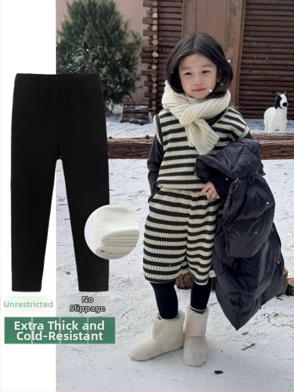 Dječje tajice s fleece podstavom, korejskog stila, 100% pamuk, srednje visoki pojas, meka površina