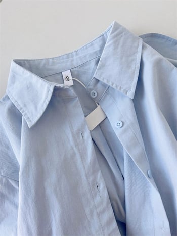 Košulja od pamuka, Harajuku Wind stil, dugi rukav, POLO ovratnik, jednostruka kopčava