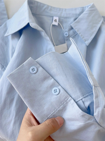 Košulja od pamuka, Harajuku Wind stil, dugi rukav, POLO ovratnik, jednostruka kopčava