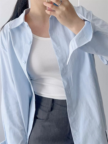 Košulja od pamuka, Harajuku Wind stil, dugi rukav, POLO ovratnik, jednostruka kopčava