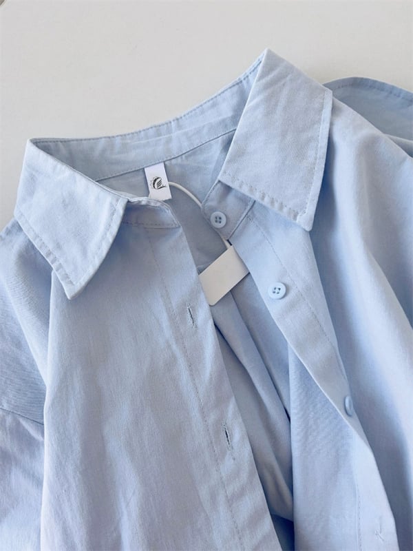 Košulja od pamuka, Harajuku Wind stil, dugi rukav, POLO ovratnik, jednostruka kopčava