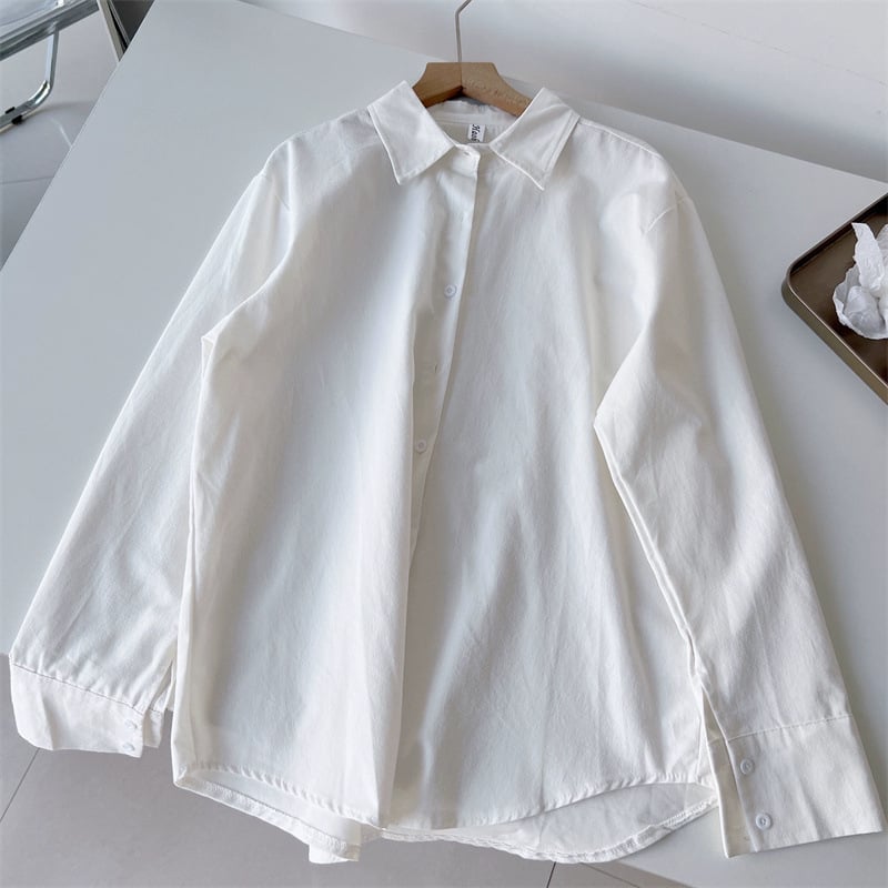 Košulja od pamuka, Harajuku Wind stil, dugi rukav, POLO ovratnik, jednostruka kopčava
