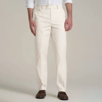 Muške poslovne hlače, ravni kroj, pamuk twill, 65% pamuk, tkanina, gumb detalj