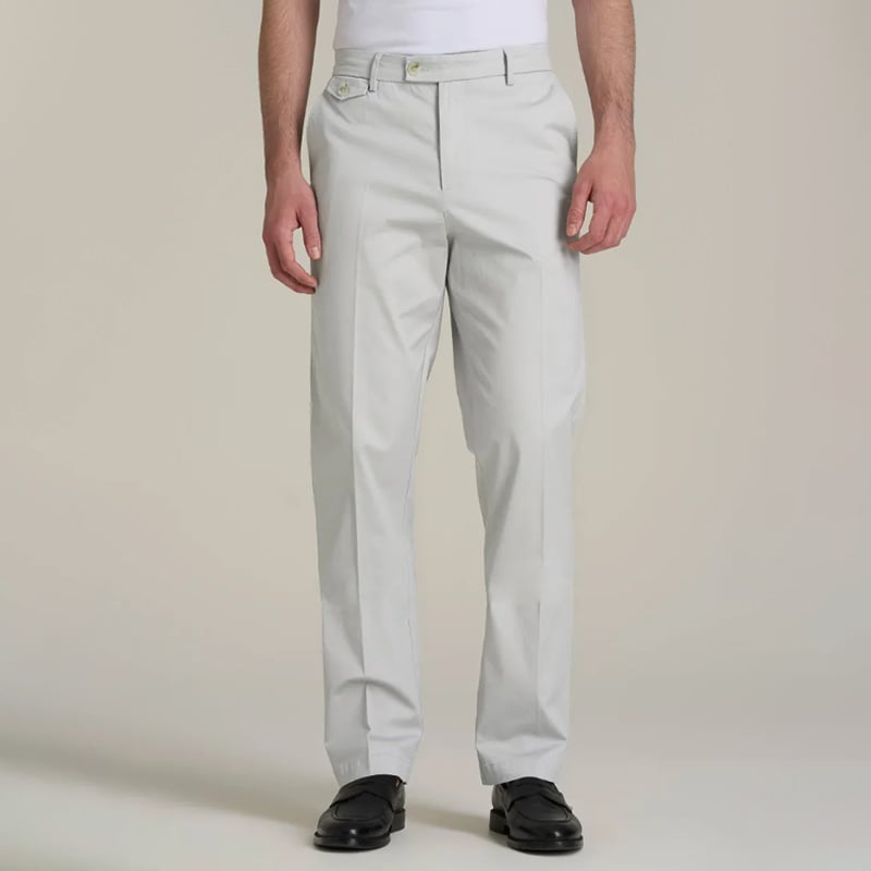 Muške poslovne hlače, ravni kroj, pamuk twill, 65% pamuk, tkanina, gumb detalj