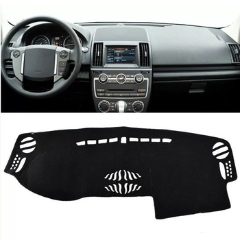 Autó műszerfalvédő matrac — poliészter-szilikon anyag, kompatibilis a LR2 Freelander 2-vel (2007-2014), minden évszakhoz, logó nyomtatás, testreszabható.