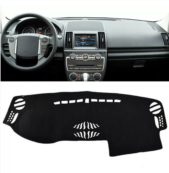 Autó műszerfalvédő matrac — poliészter-szilikon anyag, kompatibilis a LR2 Freelander 2-vel (2007-2014), minden évszakhoz, logó nyomtatás, testreszabható.