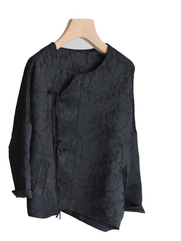 Ženski set: bluza-jaka u kineskom stilu s žakardom (80–90% poliestera), kvadratni ovratnik, dugi rukavi, set suknje od žakarda od baršuna