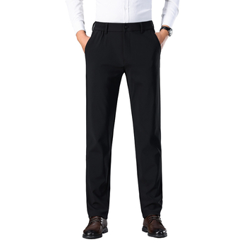 Muške zimske casual hlače s flis podstavom, elastični najlon materijal, ravni kroj, ziper, niski struk