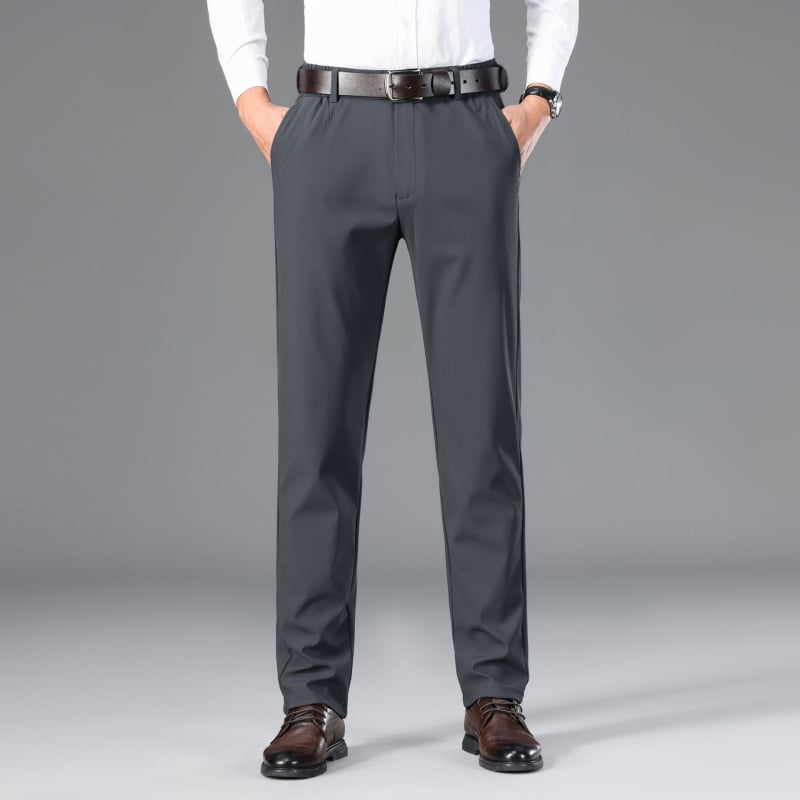 Muške zimske casual hlače s flis podstavom, elastični najlon materijal, ravni kroj, ziper, niski struk