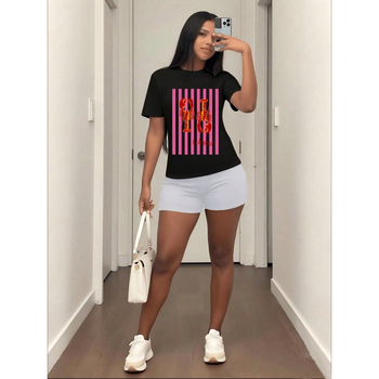 Pamukasto T-shirt s okruglim izrezom, kratkim rukavima, srednja duljina 65–80 cm, 3D otisak s jastogom