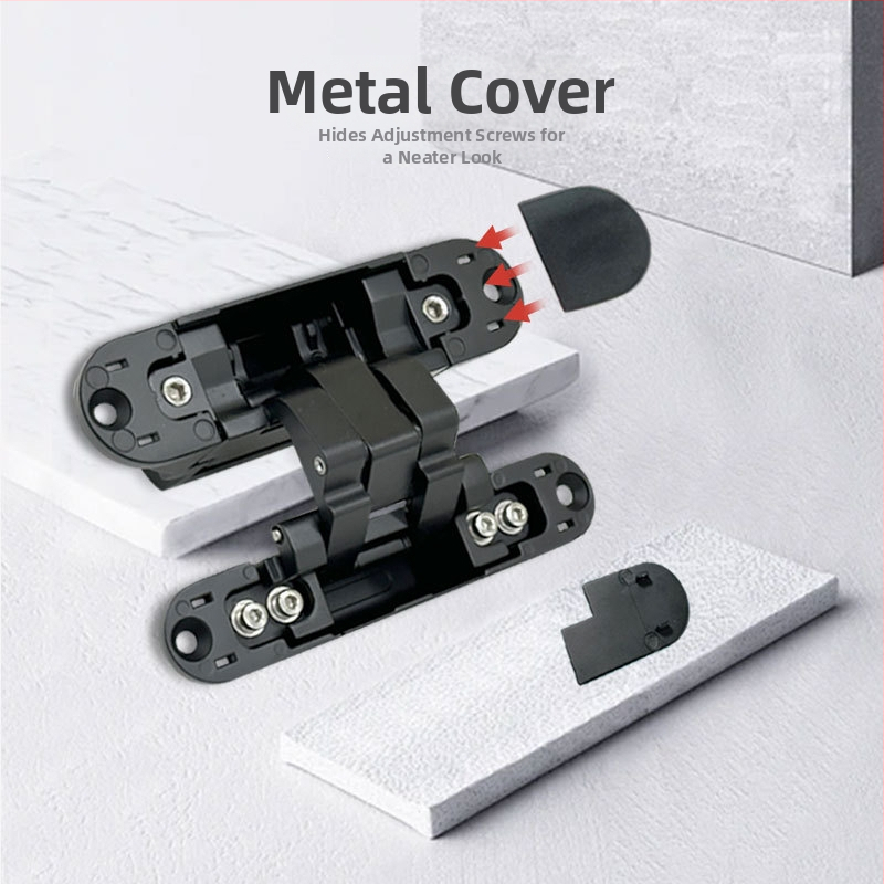 3D podesiva skrivena šarka s rubom, cinkov legura, elektrolitska prevlaka, otvor 180°, za drvena i skrivena vrata