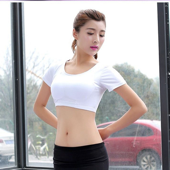Ženski ultra kratki crop top, kratke rukave, okrugli izrez, jednofarban, modalno-bavlanska mješavina, uski kroj, korejski ležerni stil