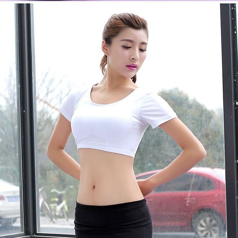 Ženski ultra kratki crop top, kratke rukave, okrugli izrez, jednofarban, modalno-bavlanska mješavina, uski kroj, korejski ležerni stil