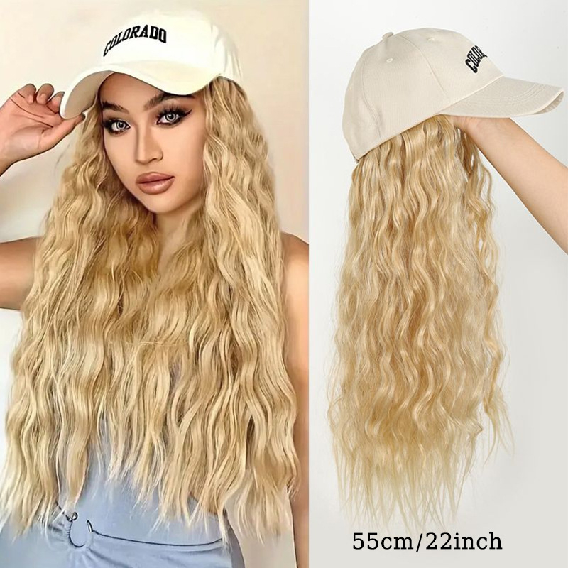 Perika s kapom za baseball – duga kosa, vlakna otporna na visoku temperaturu, prozračna kapa, korejski stil