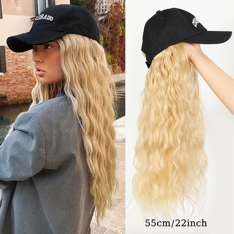 Perika s kapom za baseball – duga kosa, vlakna otporna na visoku temperaturu, prozračna kapa, korejski stil