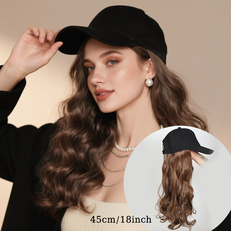 Perika s kapom za baseball – duga kosa, vlakna otporna na visoku temperaturu, prozračna kapa, korejski stil