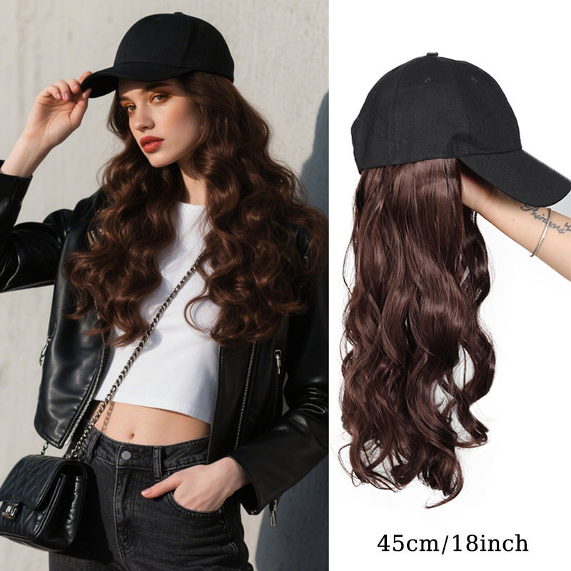 Perika s kapom za baseball – duga kosa, vlakna otporna na visoku temperaturu, prozračna kapa, korejski stil