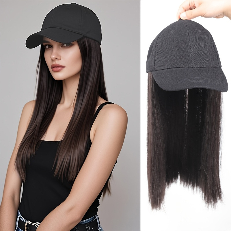 Perika s kapom za baseball – duga kosa, vlakna otporna na visoku temperaturu, prozračna kapa, korejski stil