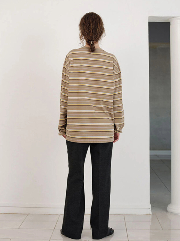 Pamuk majica, prugasta, dugi rukavi, labav kroj, okrugli izrez