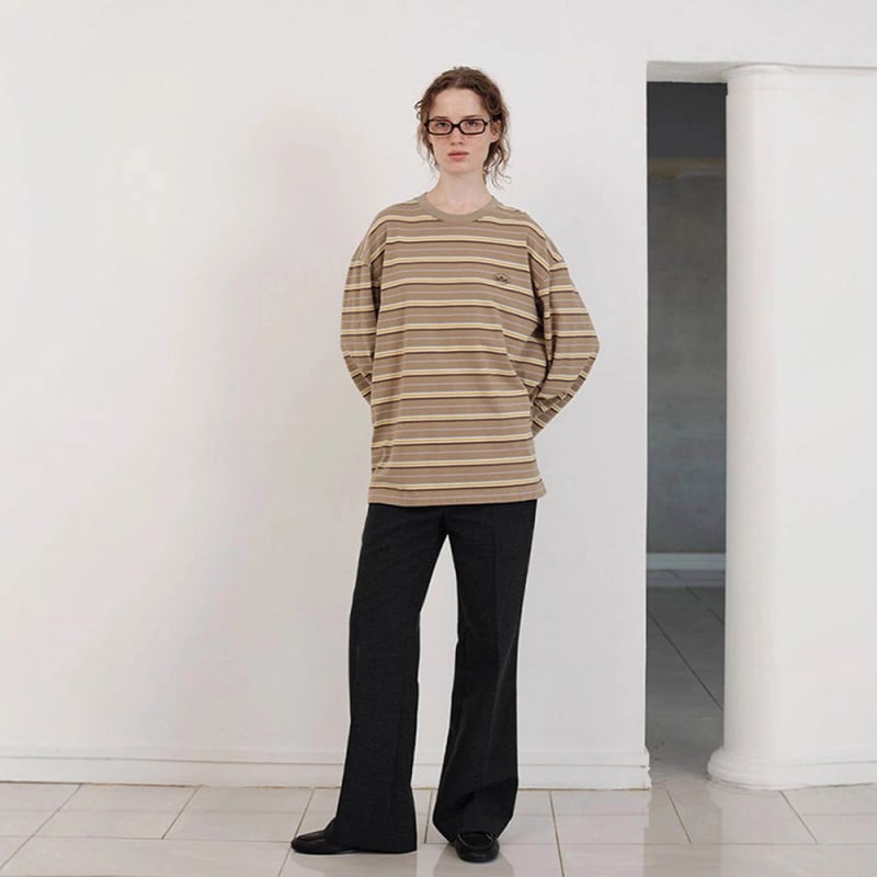 Pamuk majica, prugasta, dugi rukavi, labav kroj, okrugli izrez