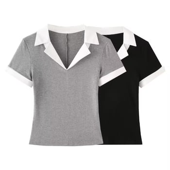 Majica s imitacijom dvodijelnog seta, poliester, polo ovratnik, kratki rukavi, uski kroj