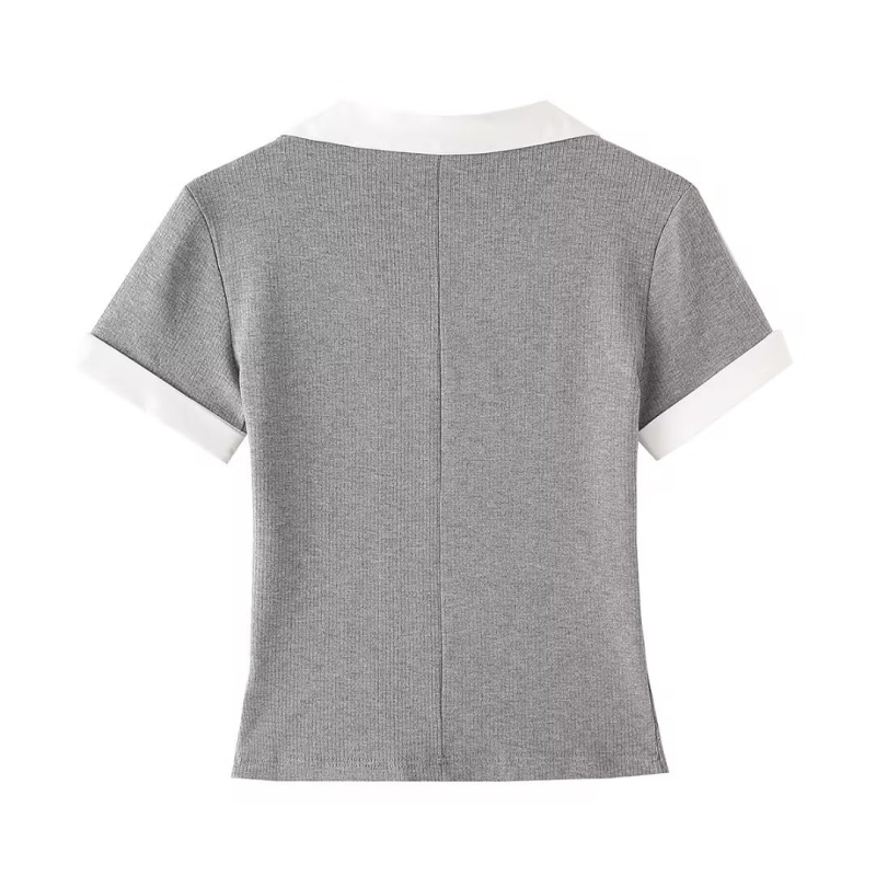 Majica s imitacijom dvodijelnog seta, poliester, polo ovratnik, kratki rukavi, uski kroj