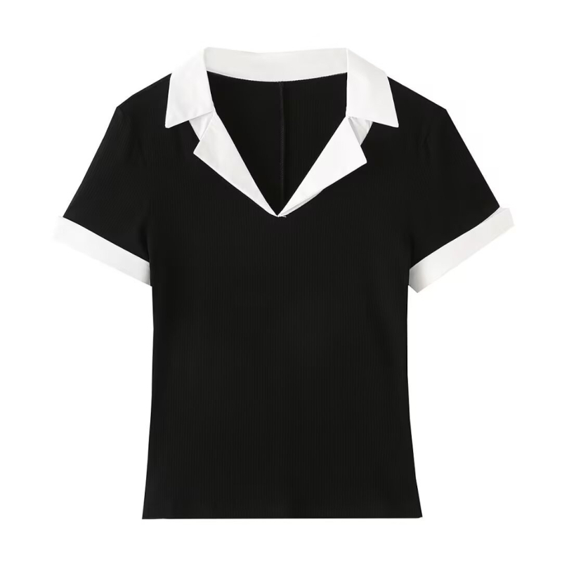 Majica s imitacijom dvodijelnog seta, poliester, polo ovratnik, kratki rukavi, uski kroj