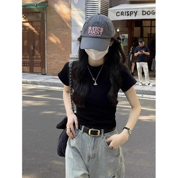 Majica od pamuka s elastanom, okrugli izrez, kratki rukav, uski kroj