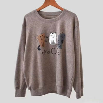 Pamukasta T‑majica s kapuljačom, životinjski uzorak, dugi rukavi, okrugli izrez