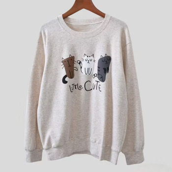 Pamukasta T‑majica s kapuljačom, životinjski uzorak, dugi rukavi, okrugli izrez