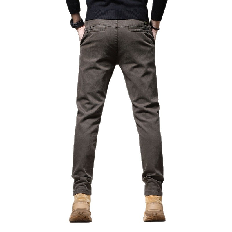 Muške hlače za poslovno-ležerni stil, slim fit, podstavljene flisom, od Twill tkanine, ravne noge, srednji struk, zimske